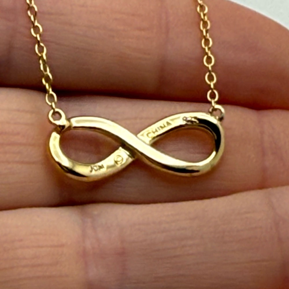 Jacmel Mauritius JCM 925 Gold Tone Sterling Silver CZ Eternity Infinity Necklace